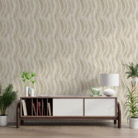 Beige Woven Leaf Trails Wallpaper⁠