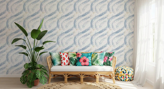 Indigo Wave Botanical Arches Wallpaper⁠