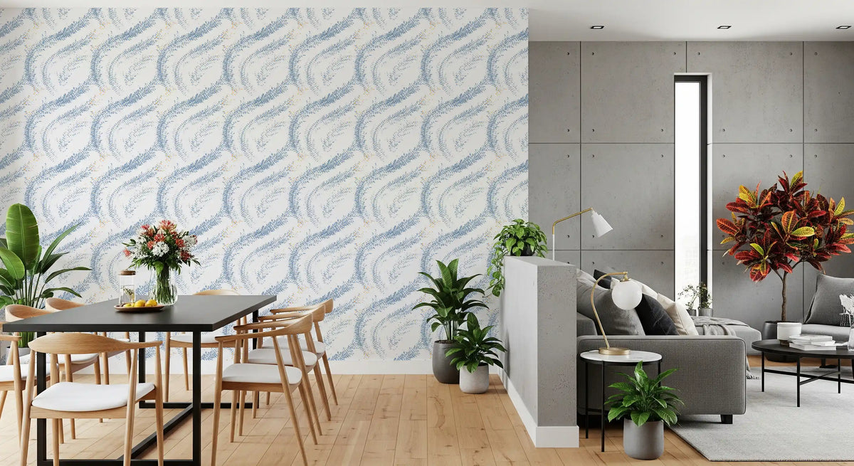 Indigo Wave Botanical Arches Wallpaper⁠