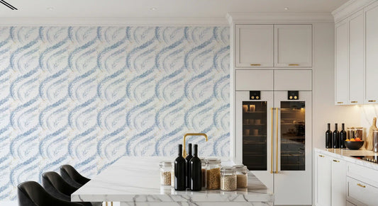 Indigo Wave Botanical Arches Wallpaper⁠