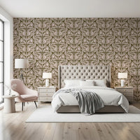 Olive and Blush Organic Abstract Botanical Pattern Wallpaper⁠