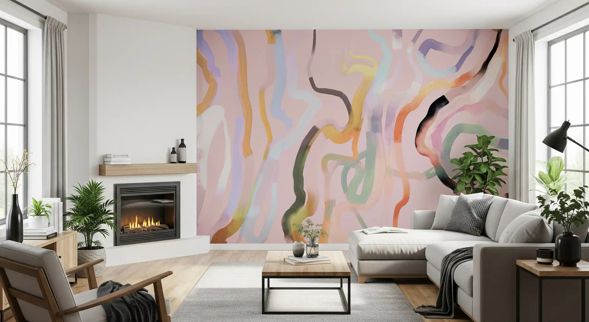 Abstract Painted Ribbons Wall Mural