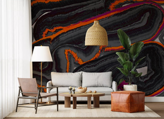 Fiery Strata Contemporary Pattern Wall Mural
