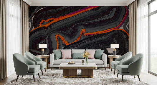 Fiery Strata Contemporary Pattern Wall Mural