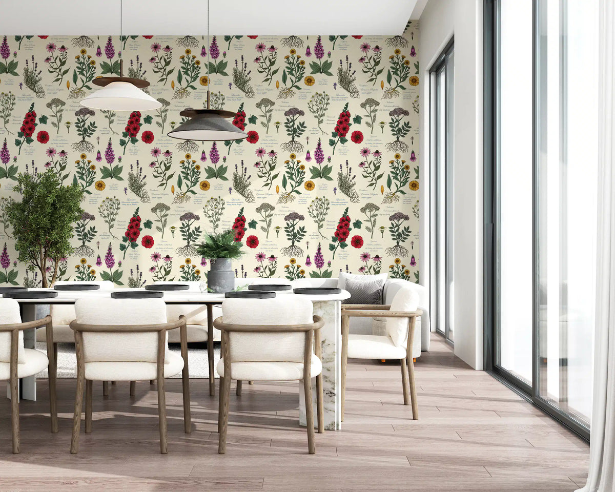Vintage Botanical Herbarium Study Wallpaper⁠