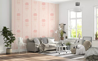 Soft Blush Floral Stripe Wallpaper⁠