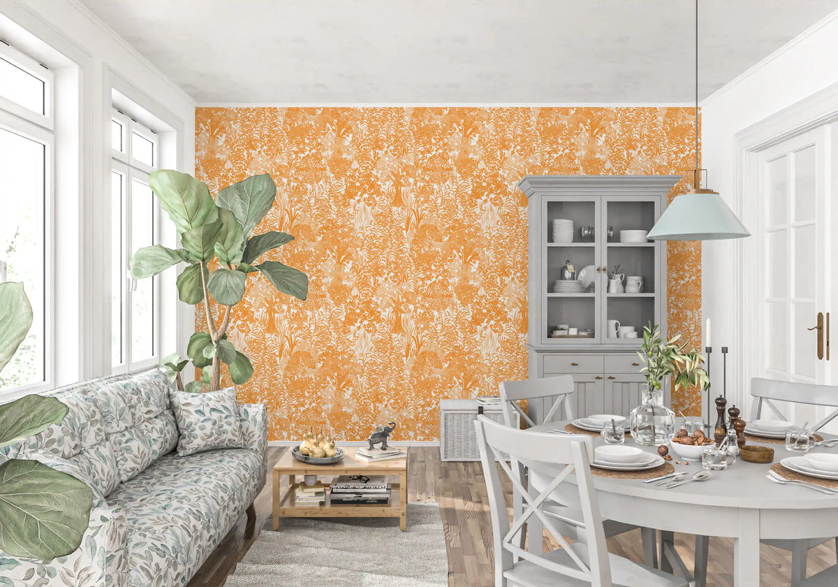 Orange Forest Silhouette Pattern Wallpaper⁠