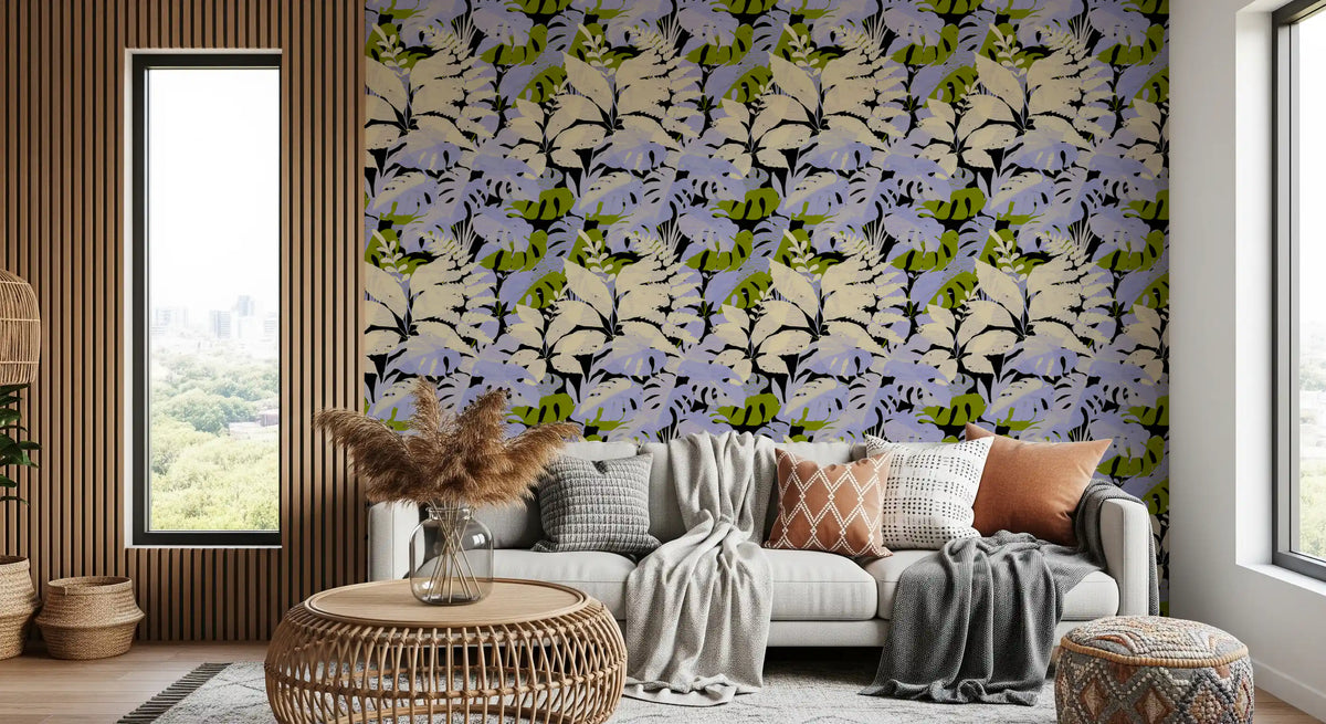 Jungle Foliage Silhouette Print Wallpaper⁠