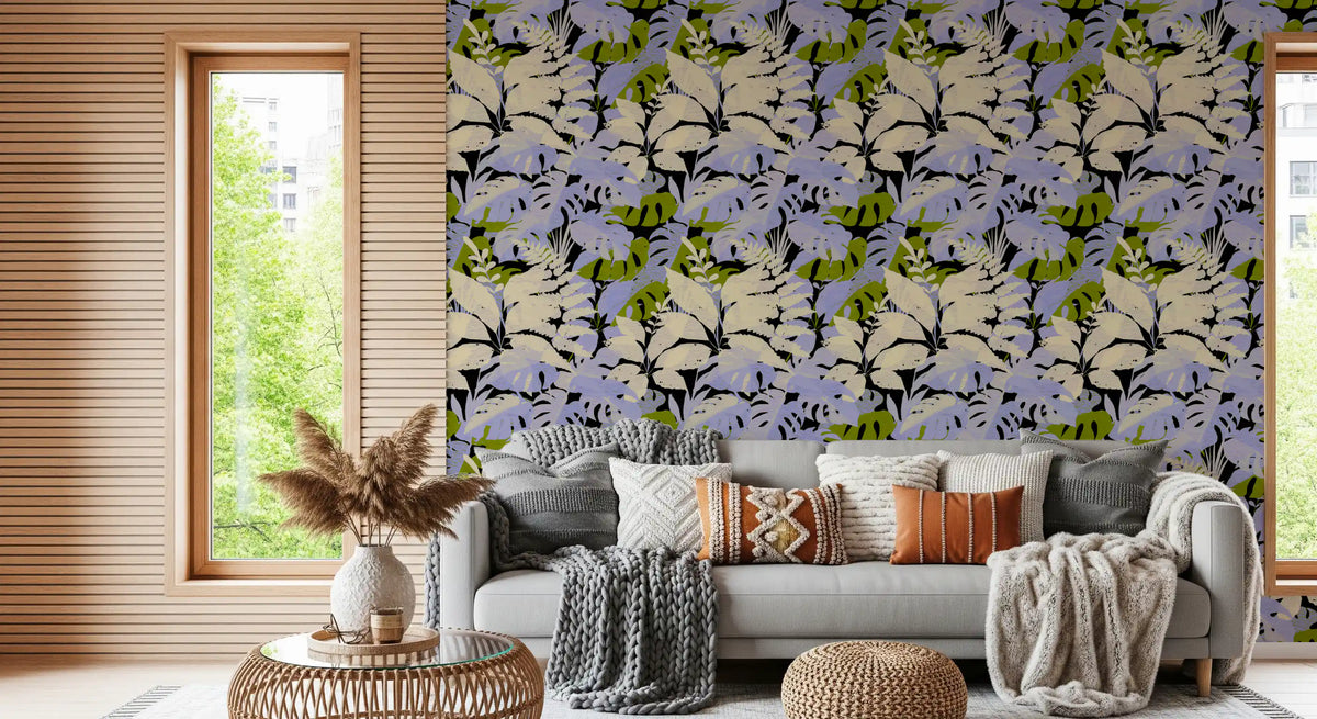 Jungle Foliage Silhouette Print Wallpaper⁠