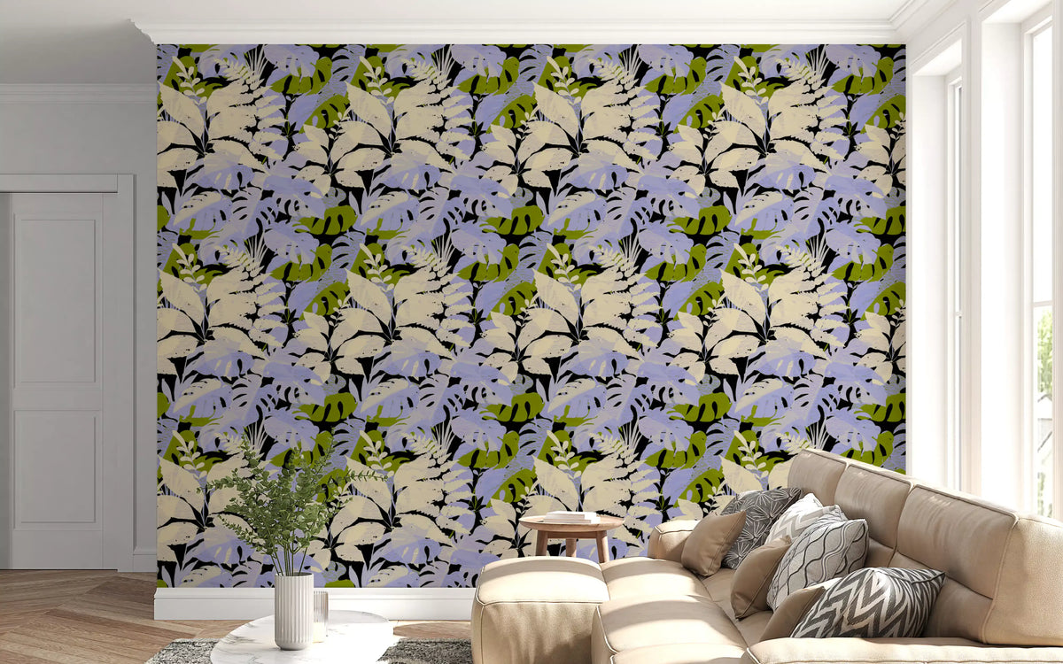 Jungle Foliage Silhouette Print Wallpaper⁠