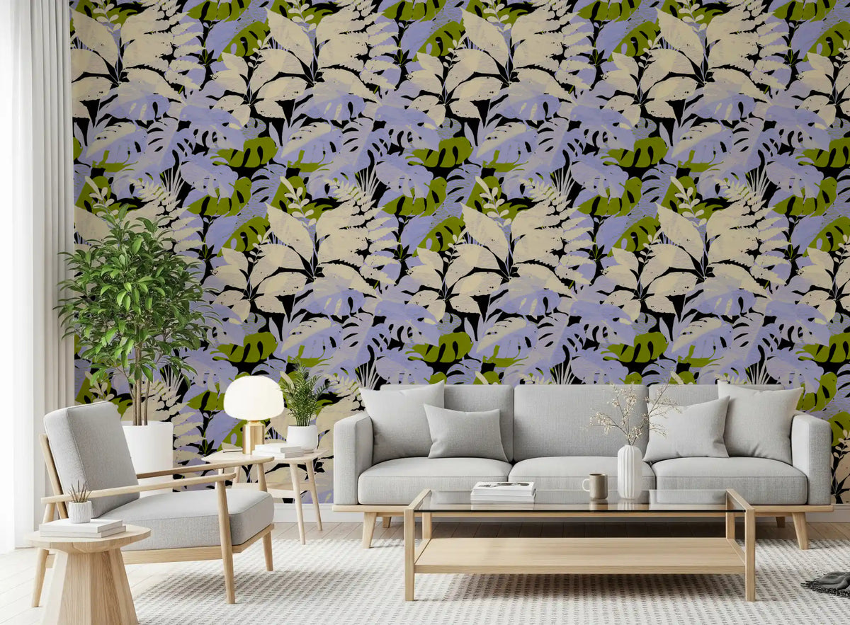 Jungle Foliage Silhouette Print Wallpaper⁠