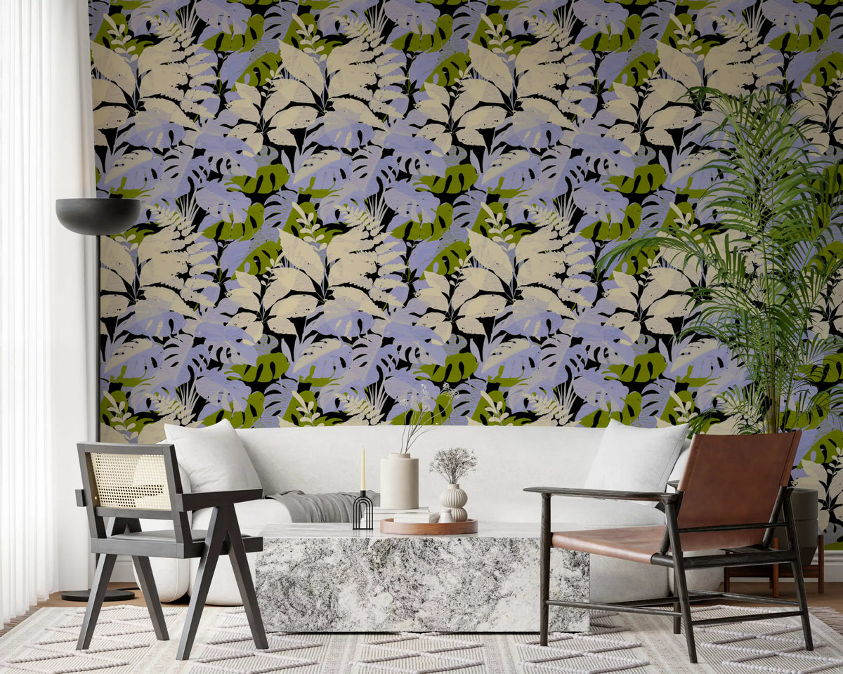 Jungle Foliage Silhouette Print Wallpaper⁠
