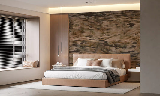 Earthy Tonal Brushstroke Motion Wall Mural