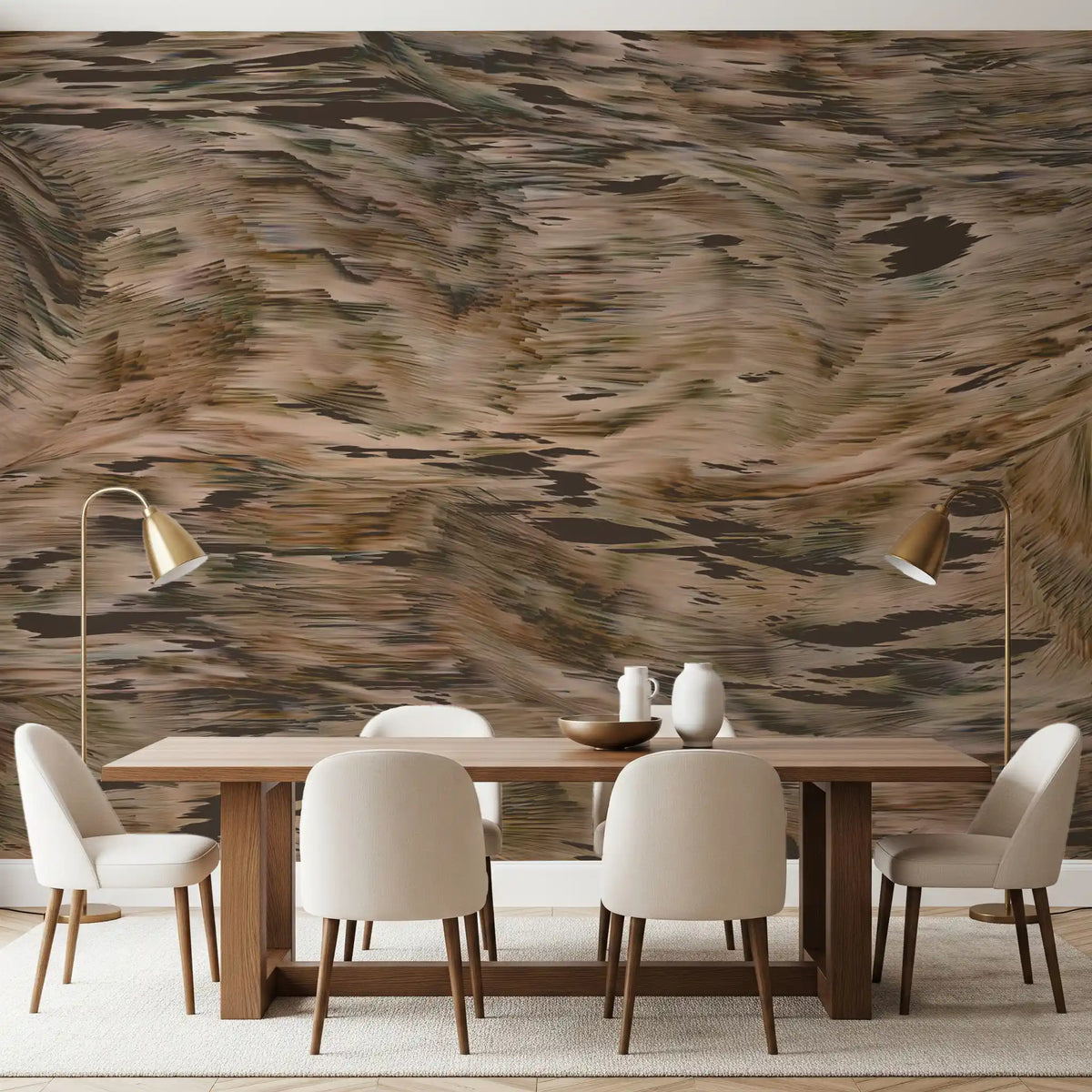 Earthy Tonal Brushstroke Motion Wall Mural