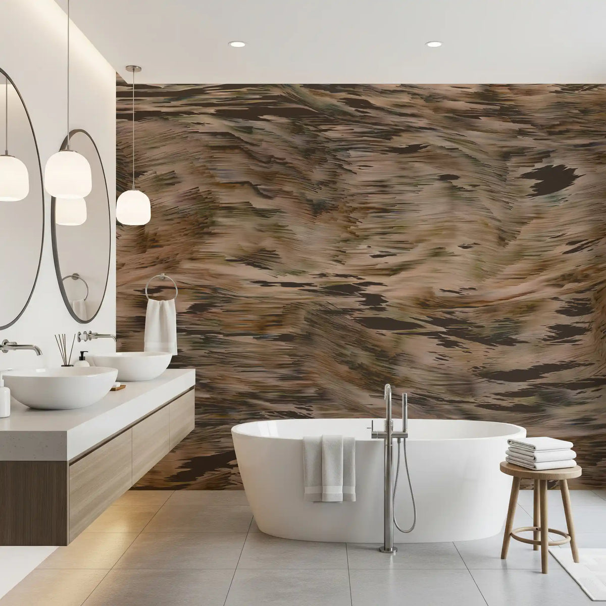 Earthy Tonal Brushstroke Motion Wall Mural