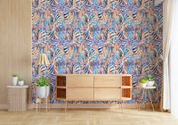 Vibrant Painted Zebra Stripe Wallpaper⁠