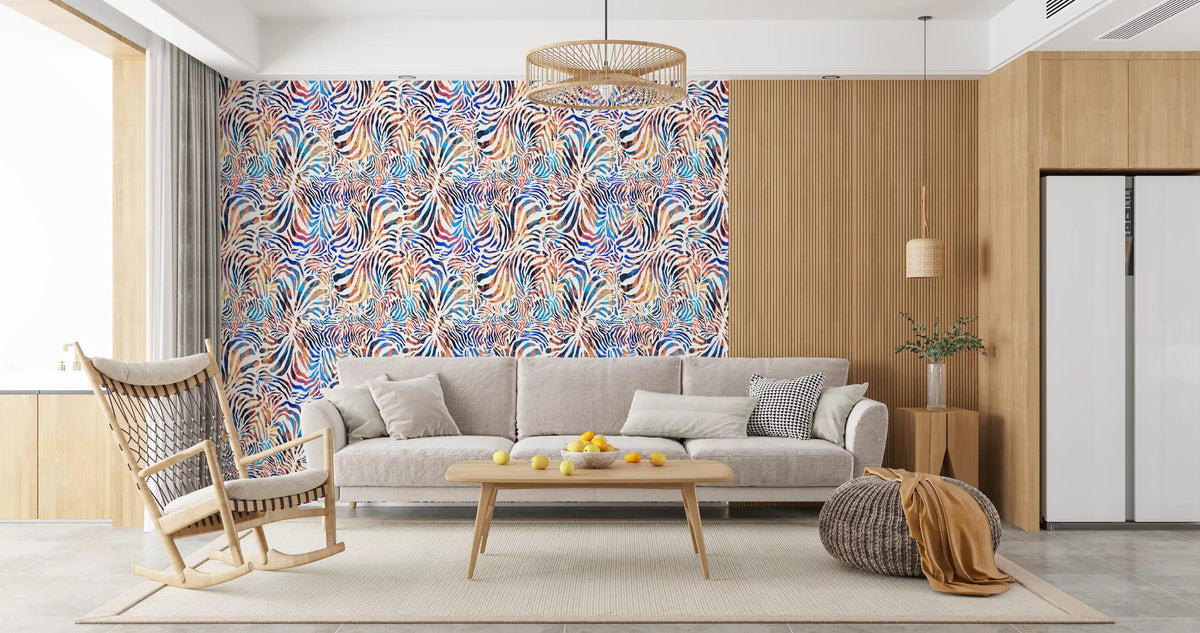 Vibrant Painted Zebra Stripe Wallpaper⁠