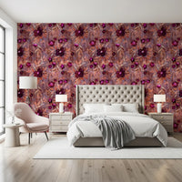 Rustic Floral Brushstroke Canvas Wallpaper⁠