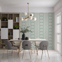 Minimalist Botanical Stripe in Blue Wallpaper⁠