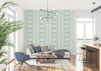 Minimalist Botanical Stripe in Blue Wallpaper⁠