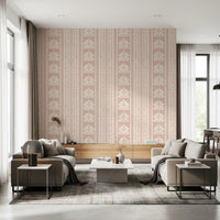 Soft Rose Vertical Floral Damask Wallpaper⁠