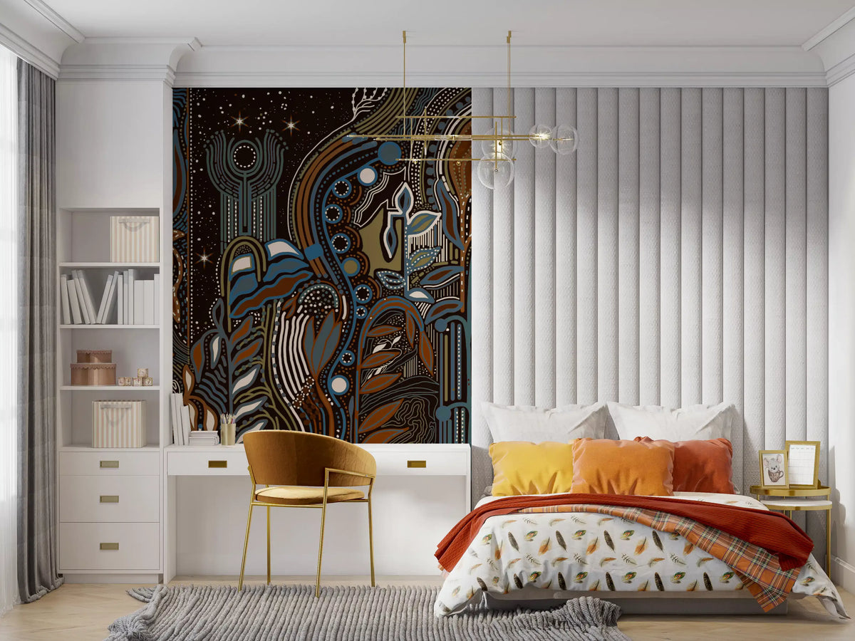 Starlit Botanical Rhythm Wall Mural