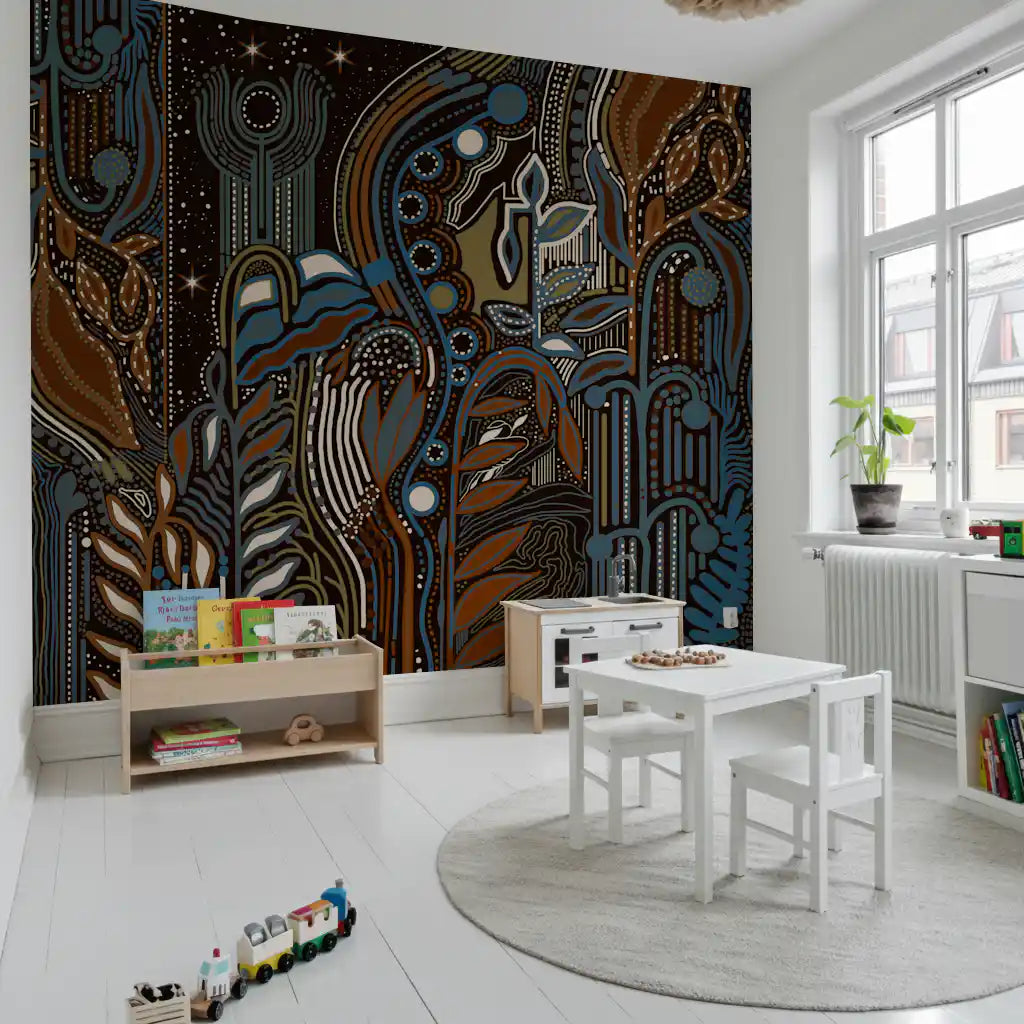 Starlit Botanical Rhythm Wall Mural