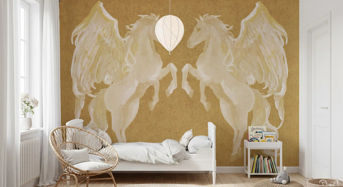Rustic Mythological Pegasus Pattern Wall Mural