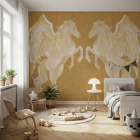 Rustic Mythological Pegasus Pattern Wall Mural