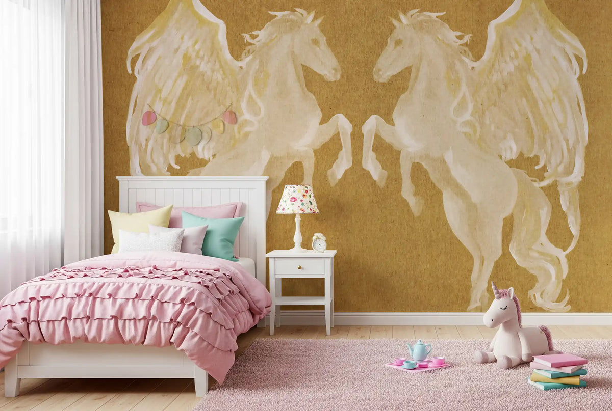 Rustic Mythological Pegasus Pattern Wall Mural