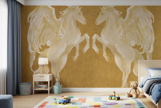 Rustic Mythological Pegasus Pattern Wall Mural