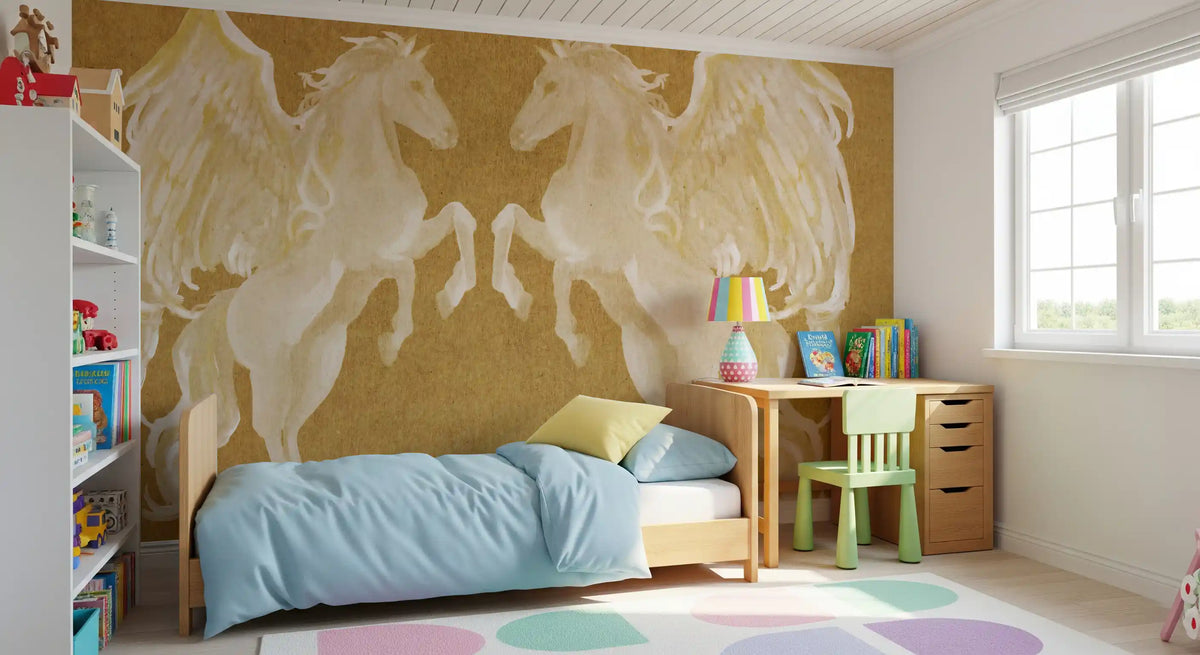 Rustic Mythological Pegasus Pattern Wall Mural