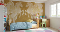 Rustic Mythological Pegasus Pattern Wall Mural