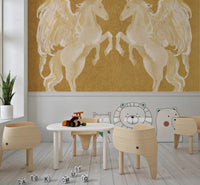 Rustic Mythological Pegasus Pattern Wall Mural