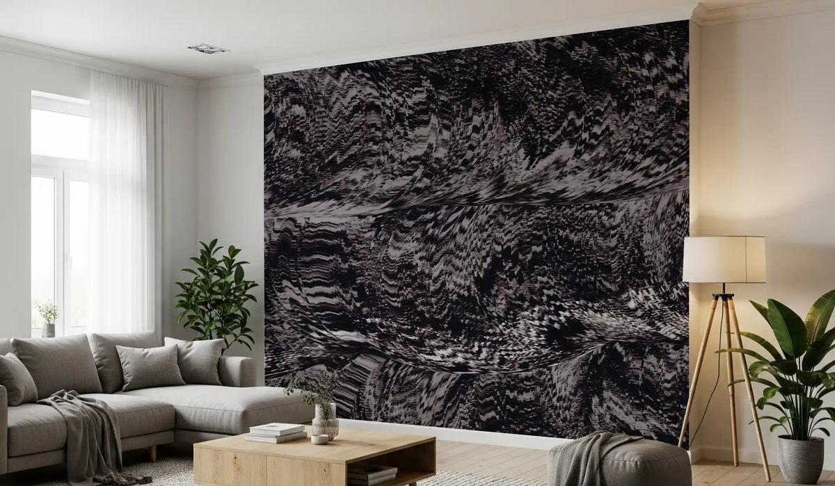 Rhythmic Grayscale Ripple Flow Wall Mural