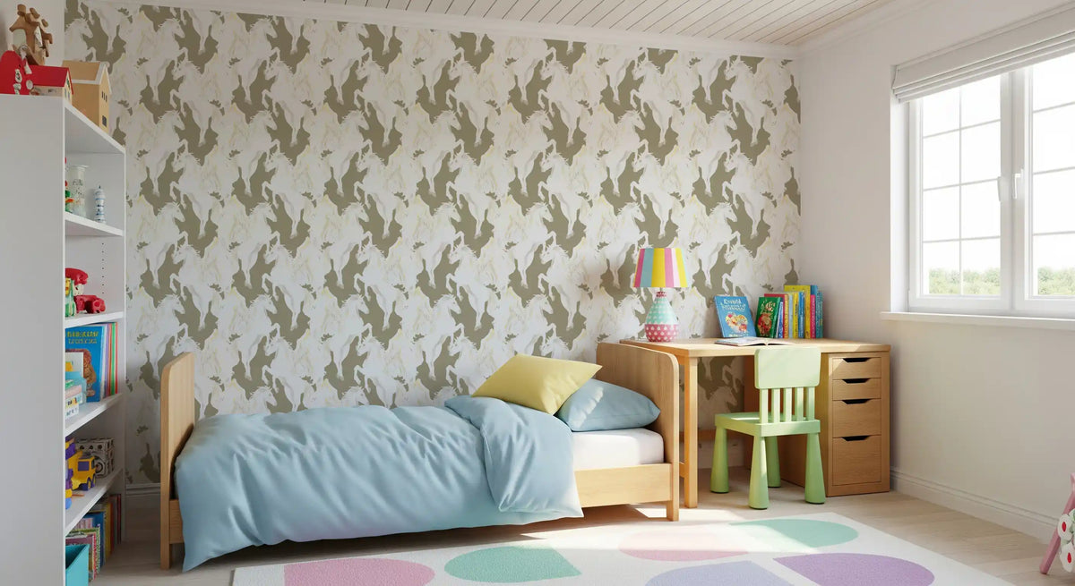 Ethereal Winged Stallions in Soft Sepia Wallpaper⁠