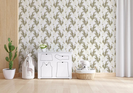 Ethereal Winged Stallions in Soft Sepia Wallpaper⁠