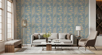 Minimalist Garden Bird Stripe Wallpaper⁠