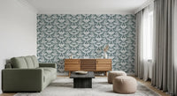 Abstract Teal Foliage Motif Wallpaper⁠