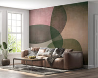 Organic Shapes Green Tones Wall Mural