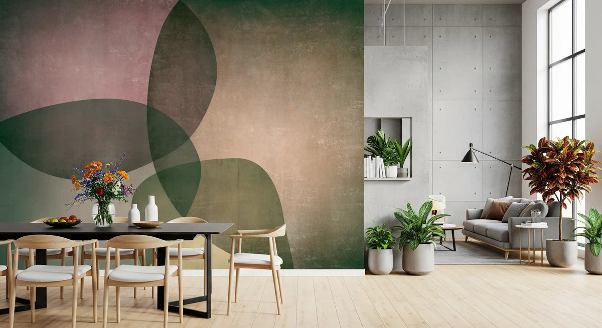 Organic Shapes Green Tones Wall Mural