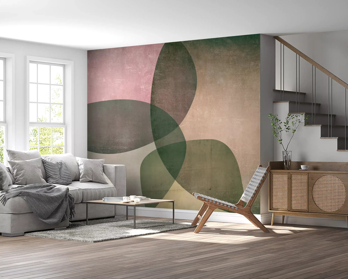 Organic Shapes Green Tones Wall Mural