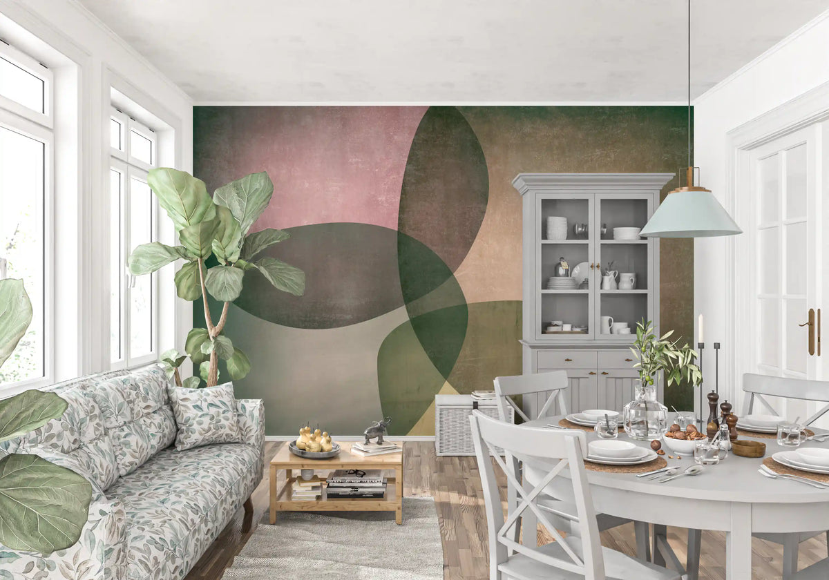 Organic Shapes Green Tones Wall Mural