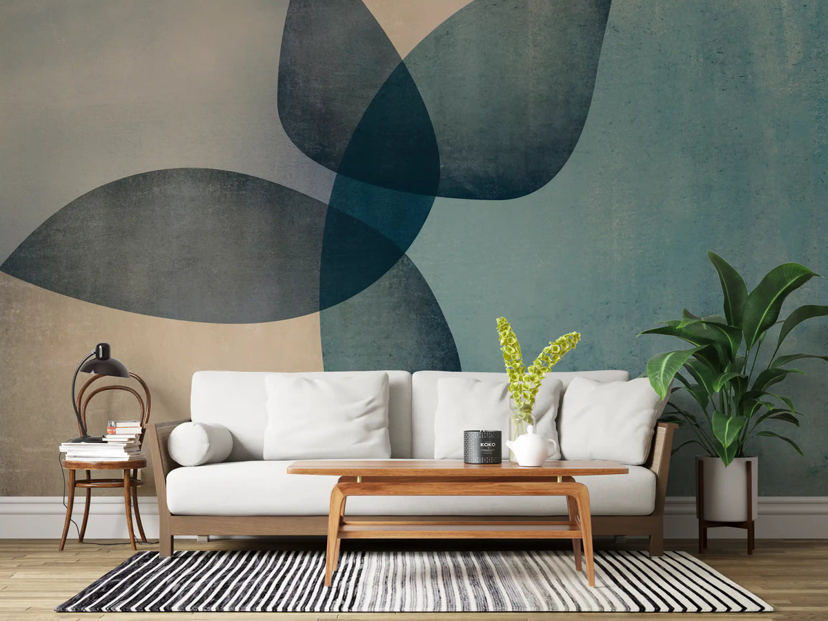 Organic Shapes Dusty Teal Wall Mural
