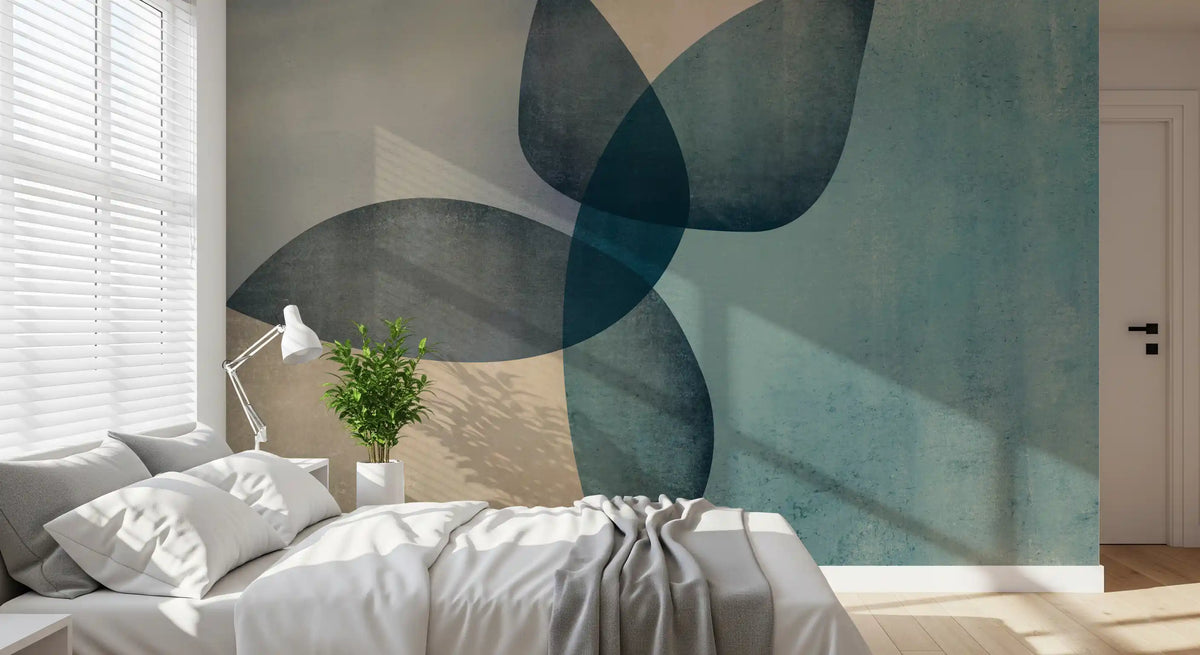 Organic Shapes Dusty Teal Wall Mural