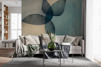 Organic Shapes Dusty Teal Wall Mural