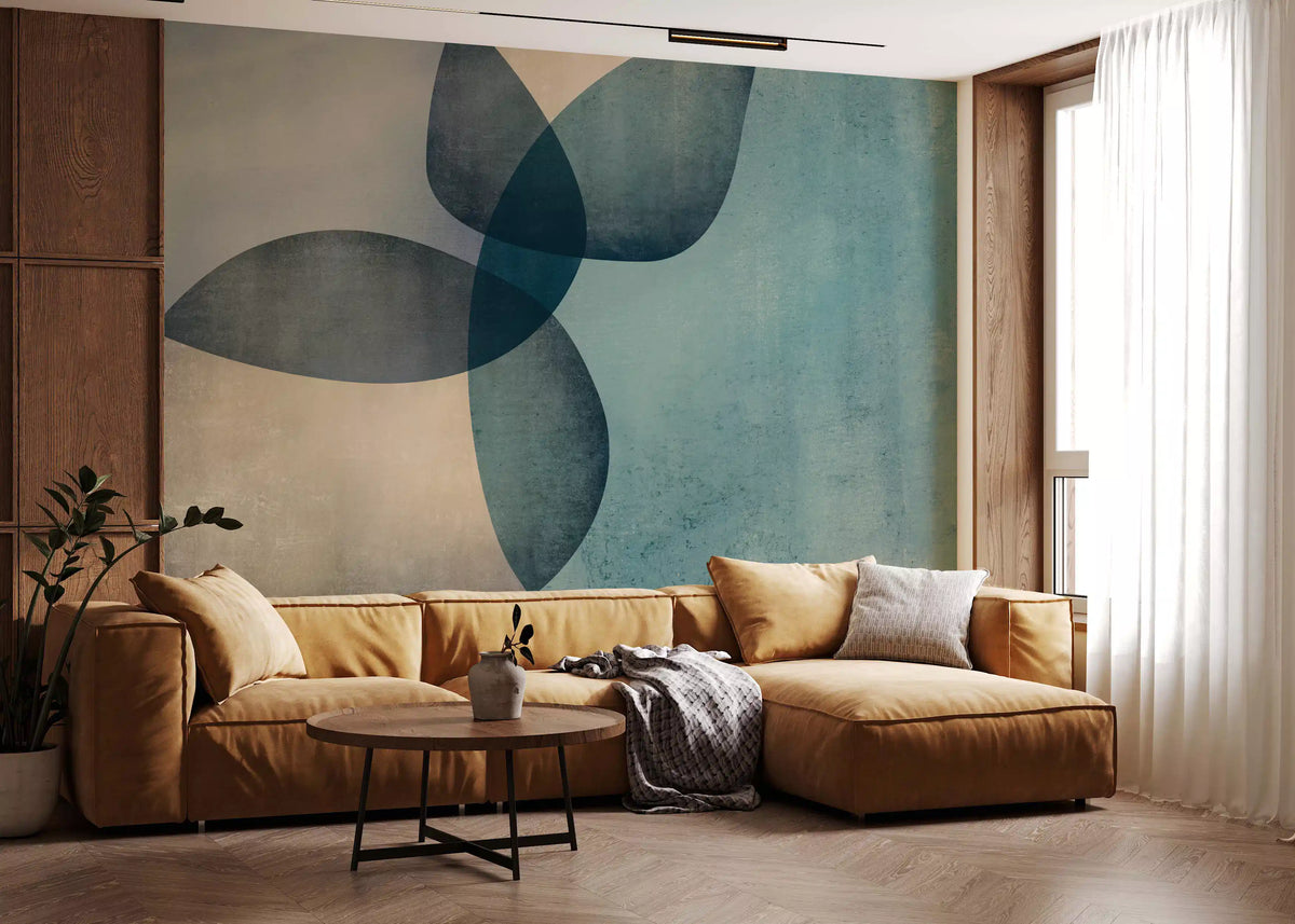 Organic Shapes Dusty Teal Wall Mural