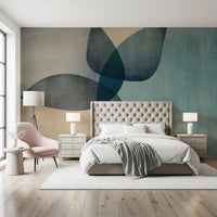Organic Shapes Dusty Teal Wall Mural