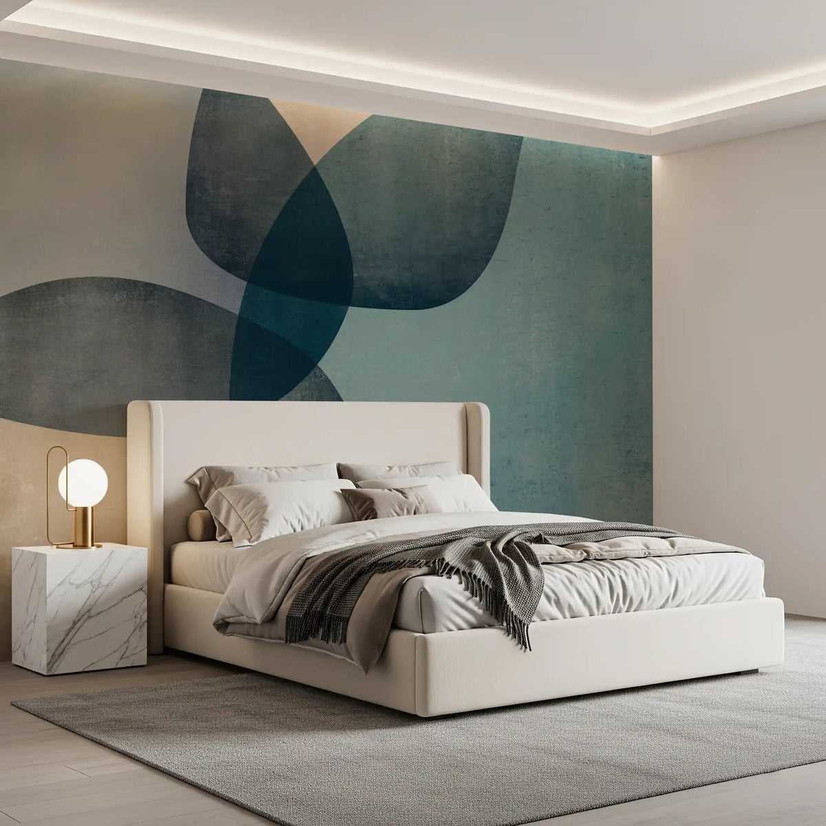Organic Shapes Dusty Teal Wall Mural