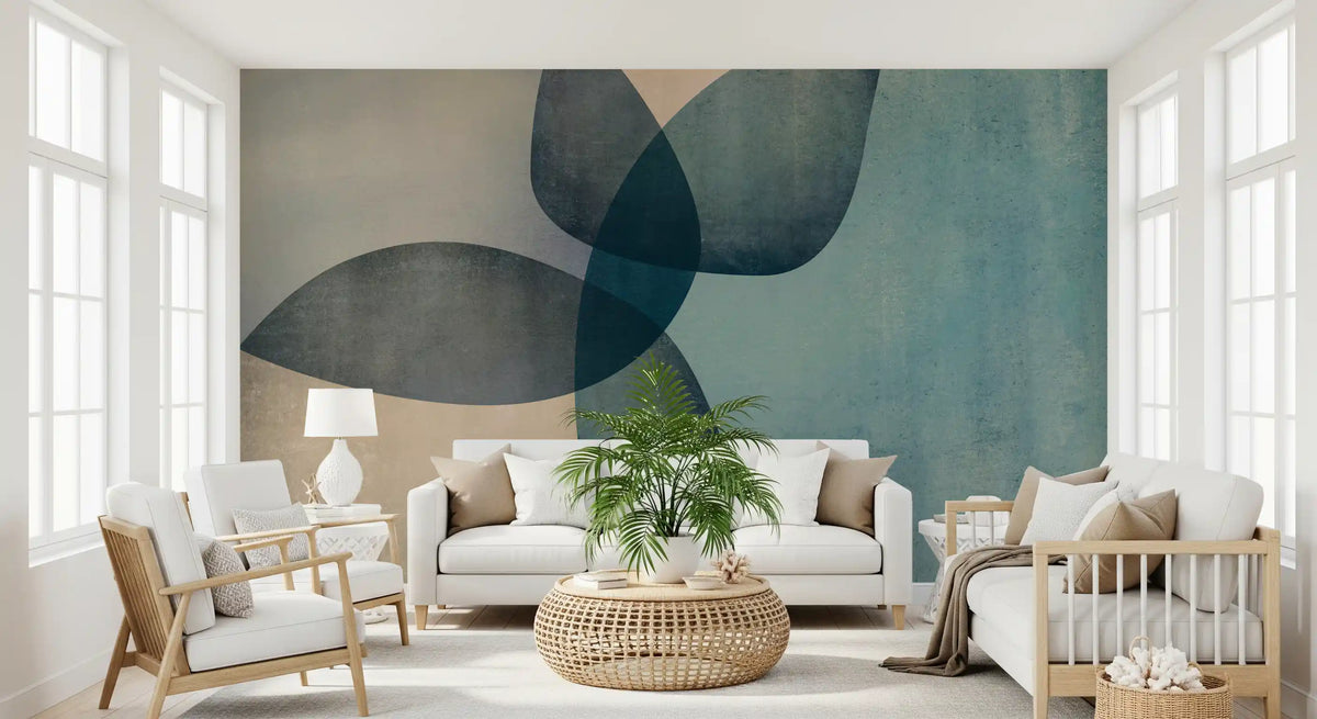 Organic Shapes Dusty Teal Wall Mural
